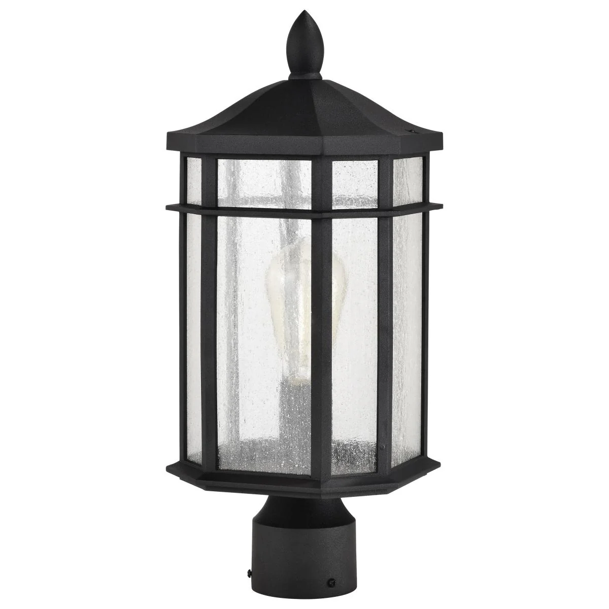 60-5758 RAIDEN 1LT OUTDOOR POST Raiden Collection Outdoor 18 inch Post Light Pole Lantern; Matte Black Finish with Clear Seedy Glass - Cheap-Us