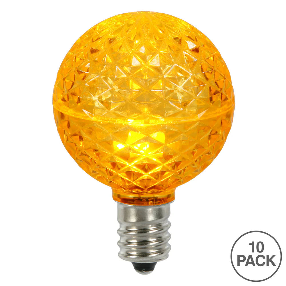 Vickerman G50 LED Yellow Faceted Replacement Bulb, E17/C9 Nickel Base, 20 Pack. - Cheap-Us