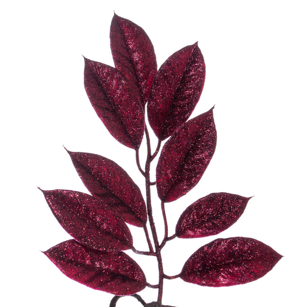 Vickerman 6' Burgundy Artificial Gardenia Glitter Garland. - Cheap-Us