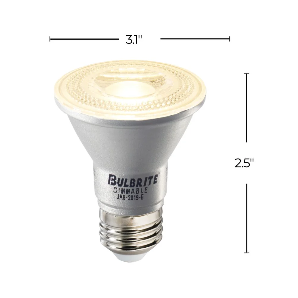 Bulbrite Pack of (6) 6.5 Watt Dimmable Flood PAR20 Medium (E26) LED Bulb - 488 Lumens, 2700K, and 90 CRI - Cheap-Us