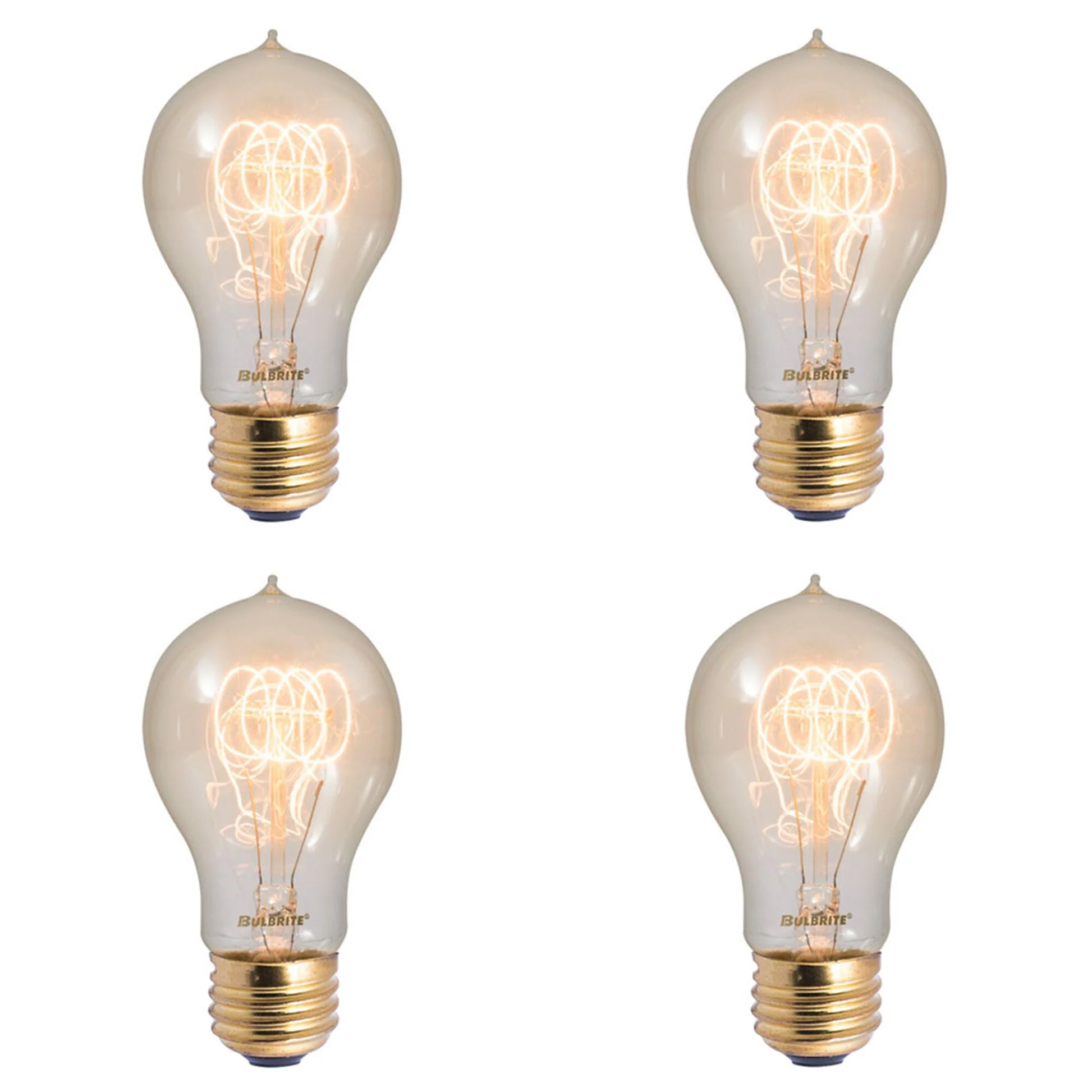 BULBRITE INCANDESCENT A19 MEDIUM SCREW (E26) 25W DIMMABLE NOSTALGIC LIGHT BULB 2200K/AMBER 4PK (132520) - Cheap-Us