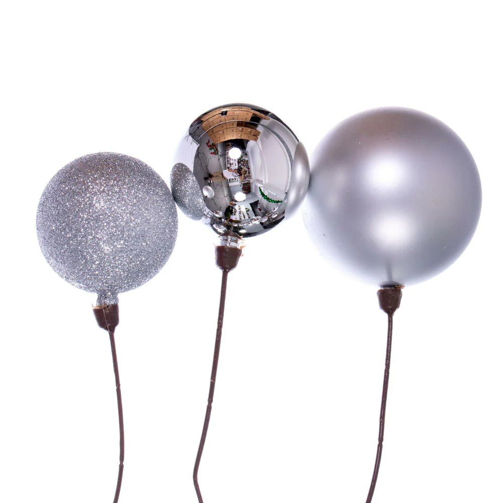 Vickerman 10' Silver Assorted Finish Branch Ball Ornament Garland. - Cheap-Us