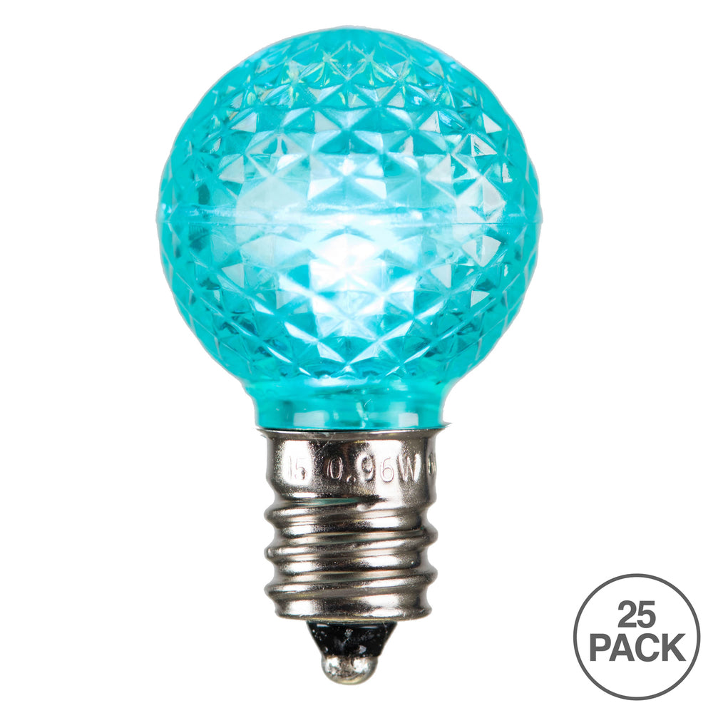 Vickerman G30 LED Teal Faceted Bulb E12 Nickel Base 120V .6 Watts Dimmable 25 Bulbs per Pack - Cheap-Us