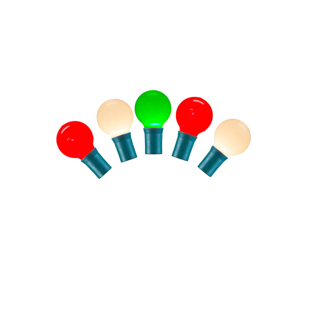 Vickerman 25 Red-White-Green G30 LED Light on Green Wire 16' Christmas Light Strand - Cheap-Us