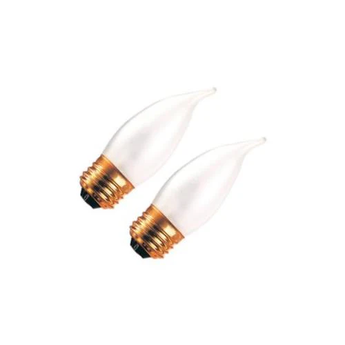 Bulbrite B25EFF 25 Watt Incandescent CA10 Flame TIp Chandelier Bulb, Medium Base, Frost, 2-Pack - Cheap-Us