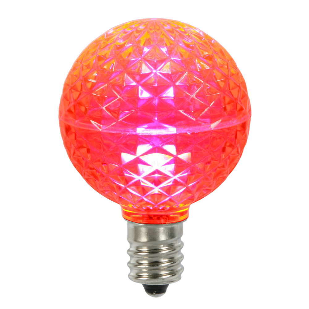 Vickerman G50 LED Pink Faceted Replacement Bulb E17/C9 Nickel Base 10 Bulbs per Pack. - Cheap-Us