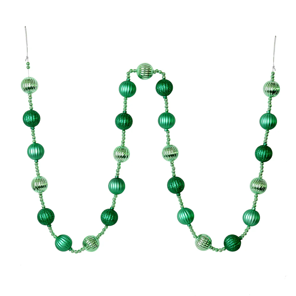 Vickerman 6' Seafoam Green Stripe Ball Ornament Christmas Garland - Cheap-Us