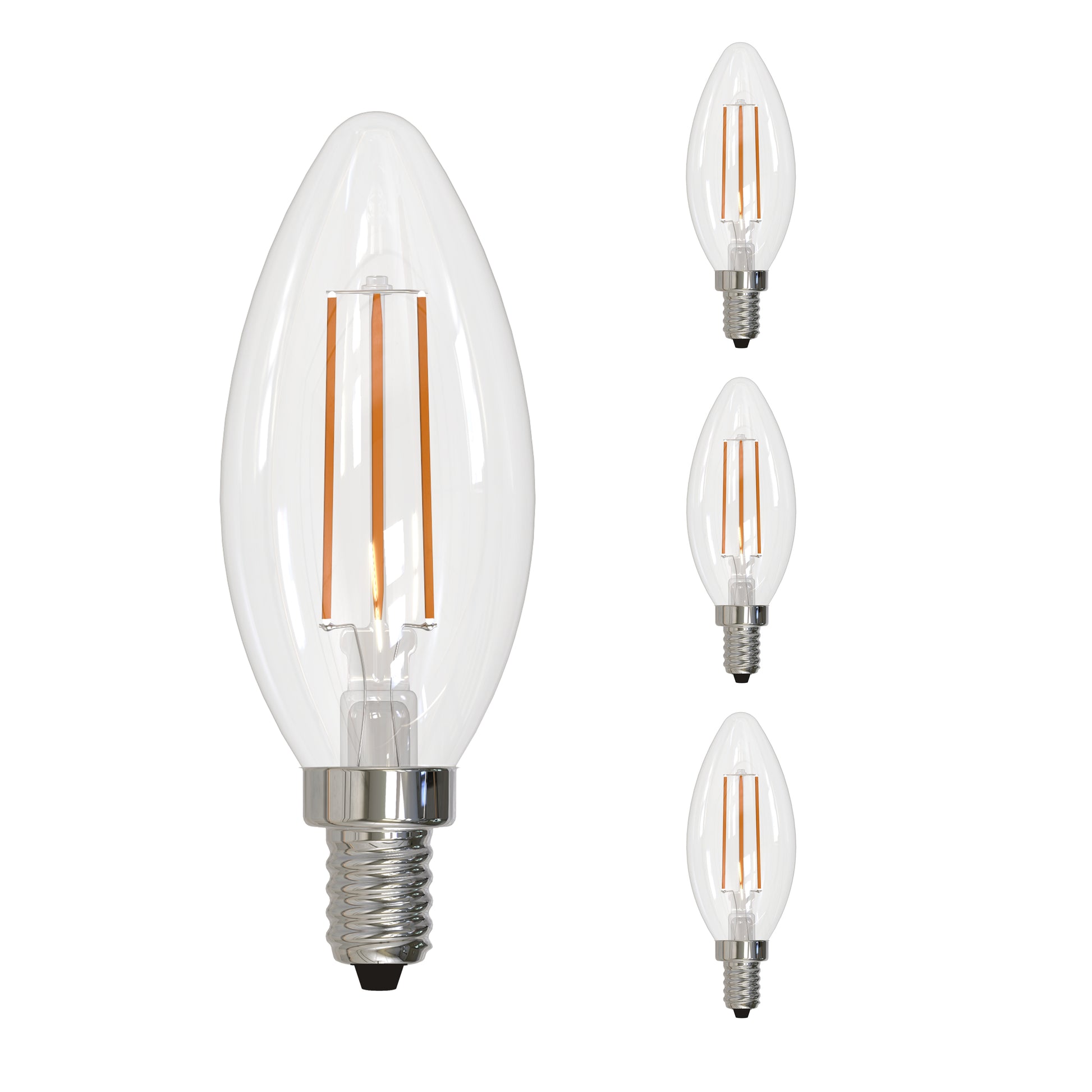 Bulbrite 5W LED LIGHT BULB B11 4000K FILAMENT E12 CANDELABRA BASE, DIMMABLE, 4PK - Cheap-Us