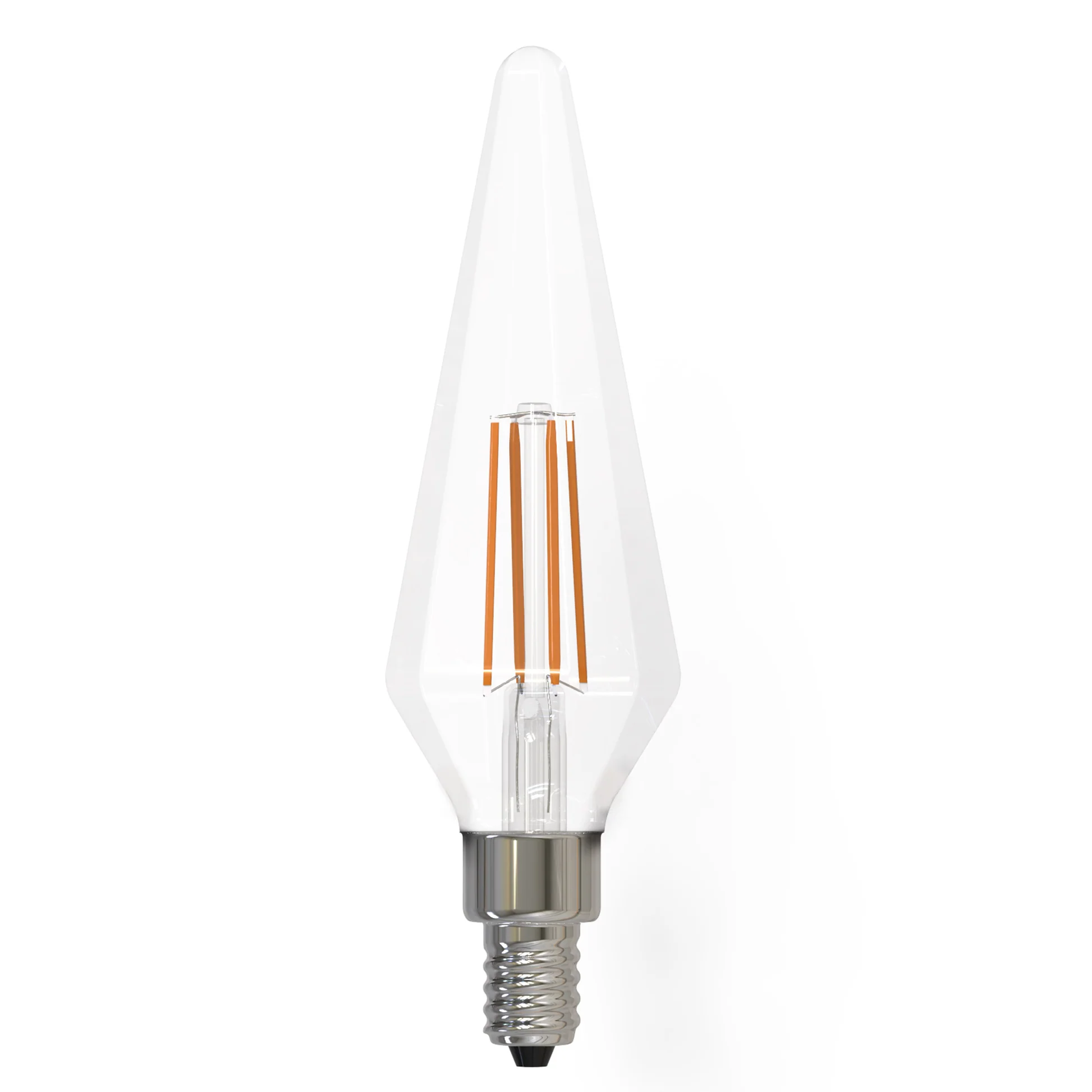 Bulbrite LED Filament 4 Watt Dimmable Prism Light Bulbs with a Clear Finish and Candelabra (E12) Base - 3000K (Soft White Light), 350 Lumens - Cheap-Us
