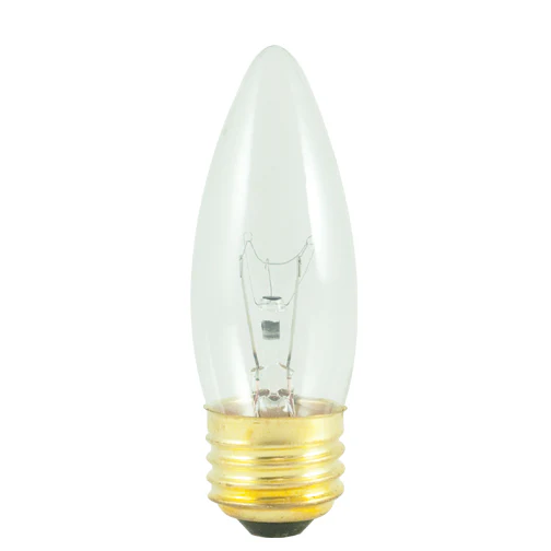 Bulbrite 40ETC/3 40 Watt Incandescent B10 Torpedo Chandelier Bulb, Medium Base, Clear - Cheap-Us