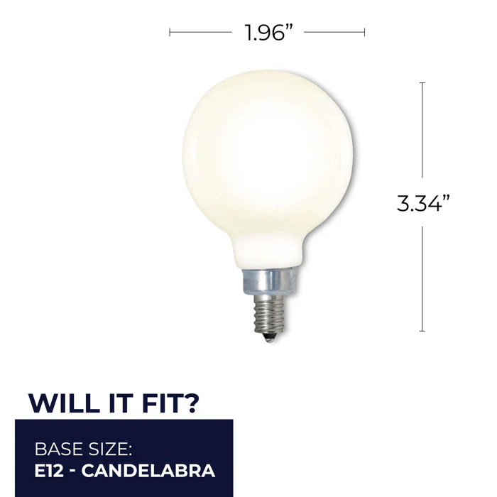 BULBRITE LED G16 CANDELABRA SCREW (E12) 4W FULLY COMPATIBLE DIMMING FILAMENT MILKY LIGHT BULB 2700K/WARM WHITE 40W INCANDESCENT EQUIVALENT 3PK (776612) - Cheap-Us