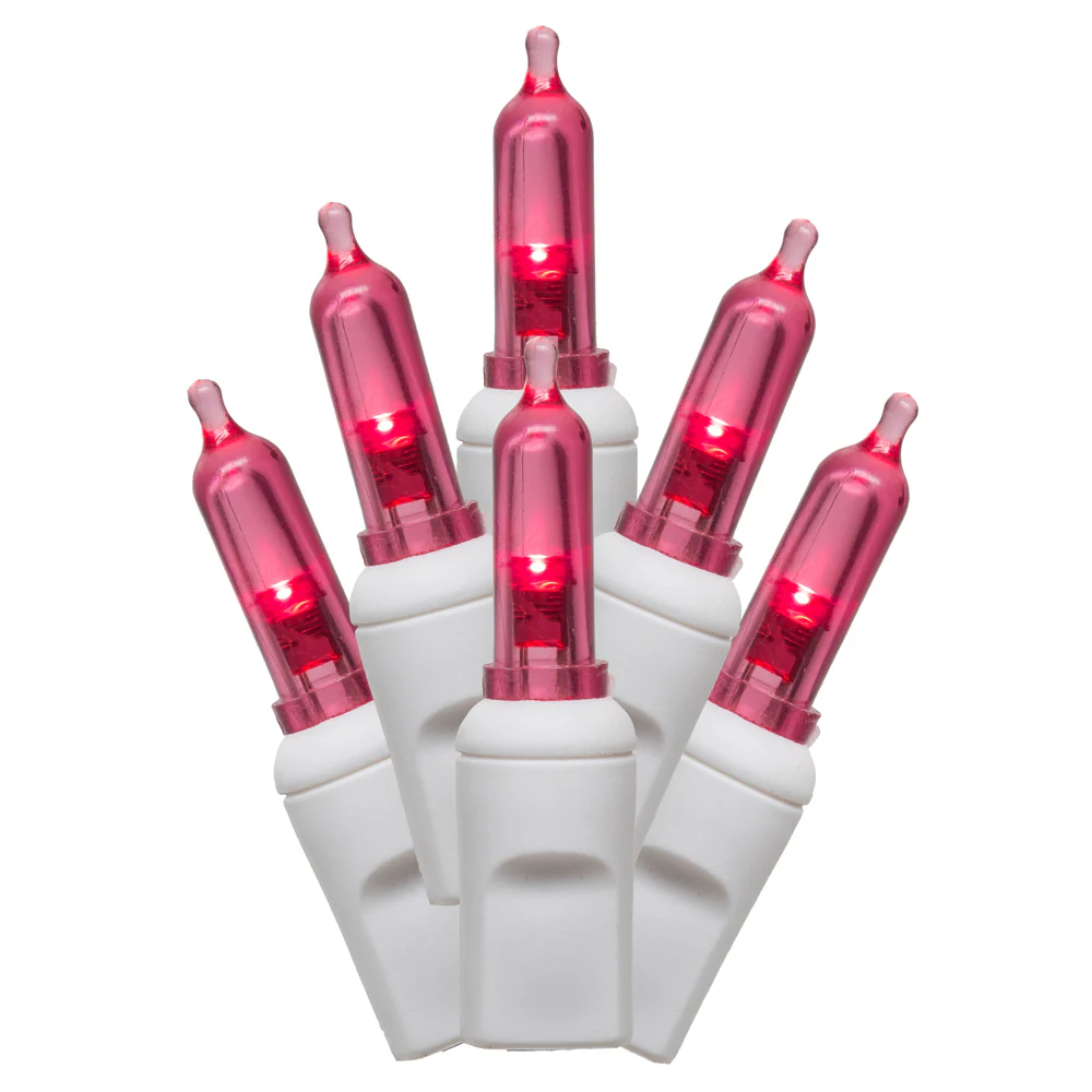 Vickerman 50 Magenta Italian LED on White Wire 25' Christmas Single Mold Light Strand - Cheap-Us