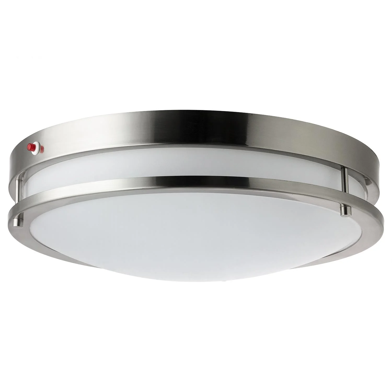 Sunlite 45601-SU LED 12-Inch Decorative Ceiling Light Fixture, Built-In Emergency Backup Battery, 15 Watt (100W Equivalent, 1100 Lumen, Brushed Nickel Finish, Dimmable, ETL Listed, 40K - Cool White - Cheap-Us