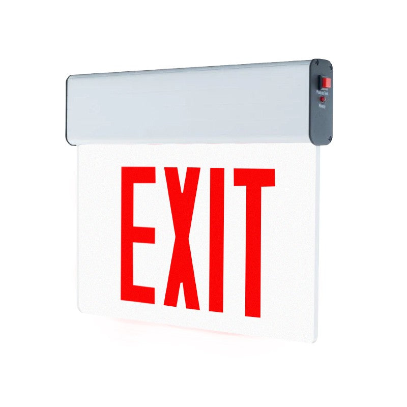 Westgate LED Edgelit Exit Sign W. B/C Single Face Univ 120/277V Red Letter, Clear Panel, White Housing, LED Exit & Emergency Lighting, 4.5W - Cheap-Us