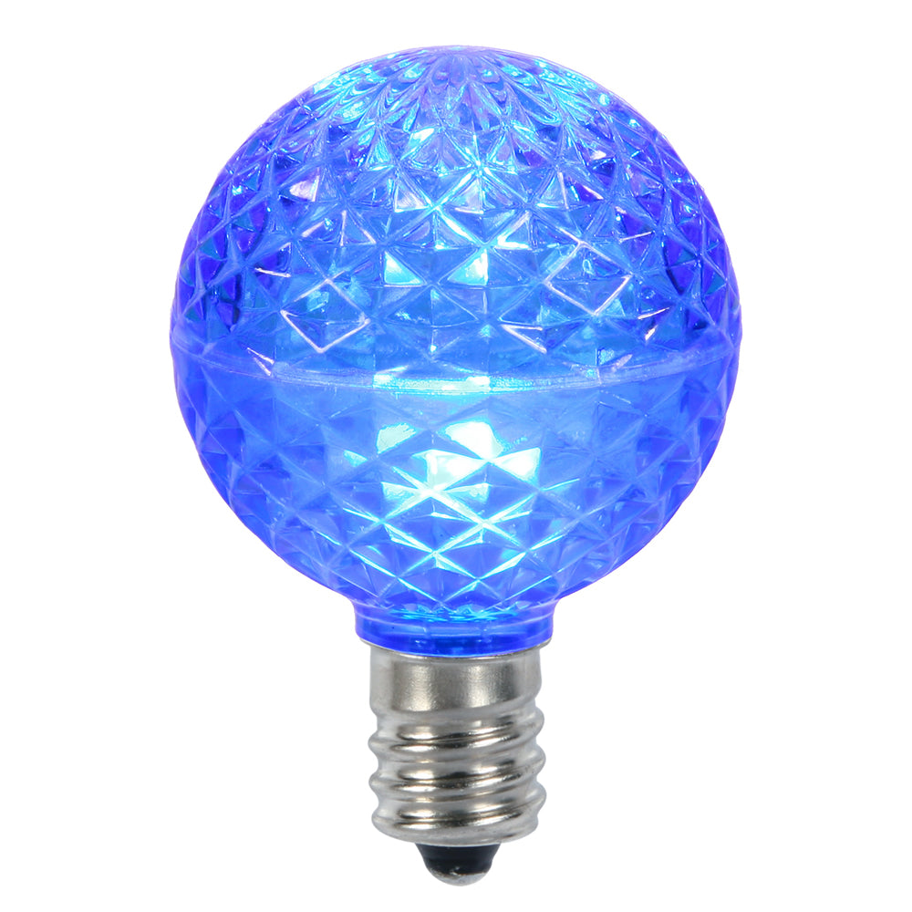 Vickerman G50 LED Blue Faceted Replacement Bulb E17/C9 Nickel Base 10 Bulbs per Pack. - Cheap-Us