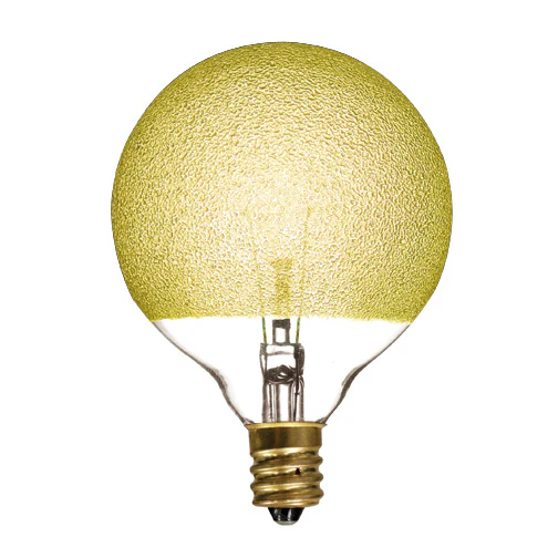 Bulbrite 40G16/ICE/E12 40 Watt Incandescent Crystal Collection G16 Globe, Candelabra Base, Amber Ice - Cheap-Us