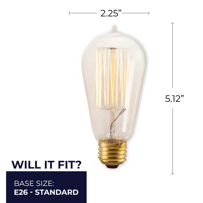 BULBRITE INCANDESCENT ST18 MEDIUM SCREW (E26) 40W DIMMABLE NOSTALGIC LIGHT BULB 2200K/AMBER 4PK (134019) - Cheap-Us