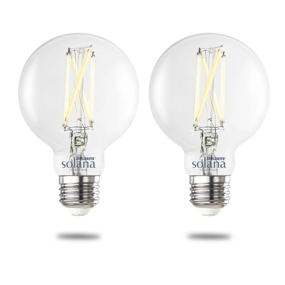 Bulbrite Solana 2-Pack 60 Watt Equivalent G25 Smart WiFi Connected 90CRI LED Edison Filament Light Bulb - Cheap-Us