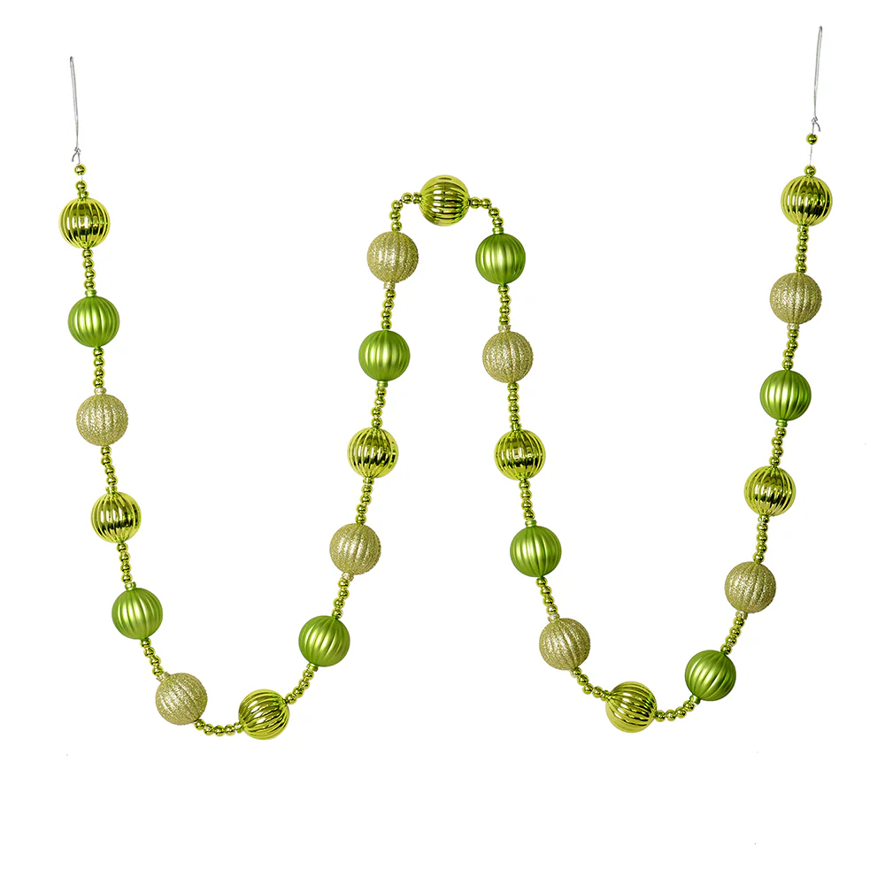 Vickerman 6' Celadon Stripe Ball Ornament Christmas Garland - Cheap-Us