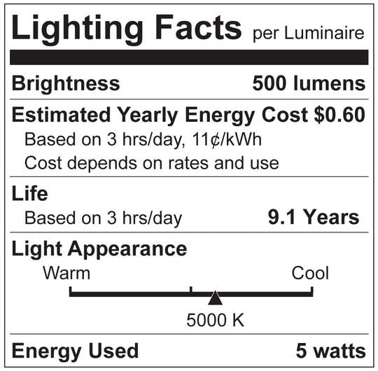 Luxrite LED T6.5 Tubular Light Bulb, E12 Candelabra Base, 5W, 5000K - Bright White, 80 CRI, Clear Finish, Dimmable, Pack of 7 (LR21659) - Cheap-Us