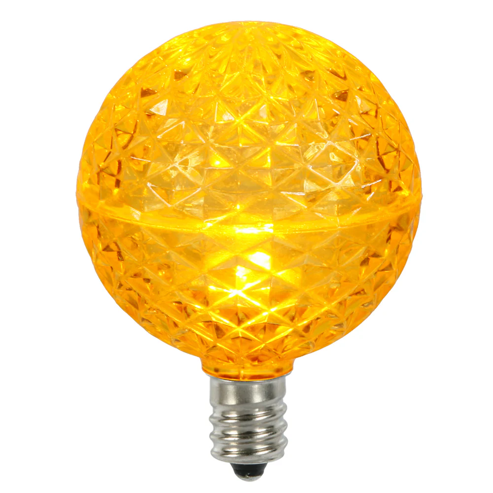 Vickerman G50 LED Yellow Replacement Bulb, E12/C7 Nickel Base .38W, 20 Pack - Cheap-Us