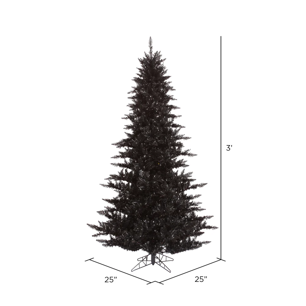 Vickerman 3' Black Fir Artificial Christmas Tree Unlit - Cheap-Us