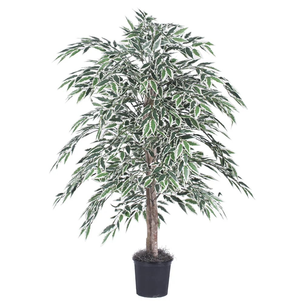 Vickerman 4' Artificial Variegated Smilax Bush Black Plastic Pot. - Cheap-Us