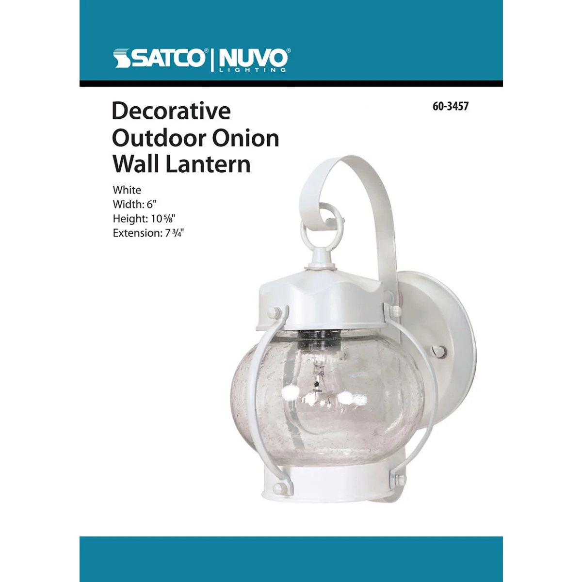 60-3457 1 LT ONION OUTDOOR WALL FIXTRE 1 Light; 10-5/8 in.; Wall Lantern Onion Lantern with Clear Seed Glass; Color retail packaging - Cheap-Us