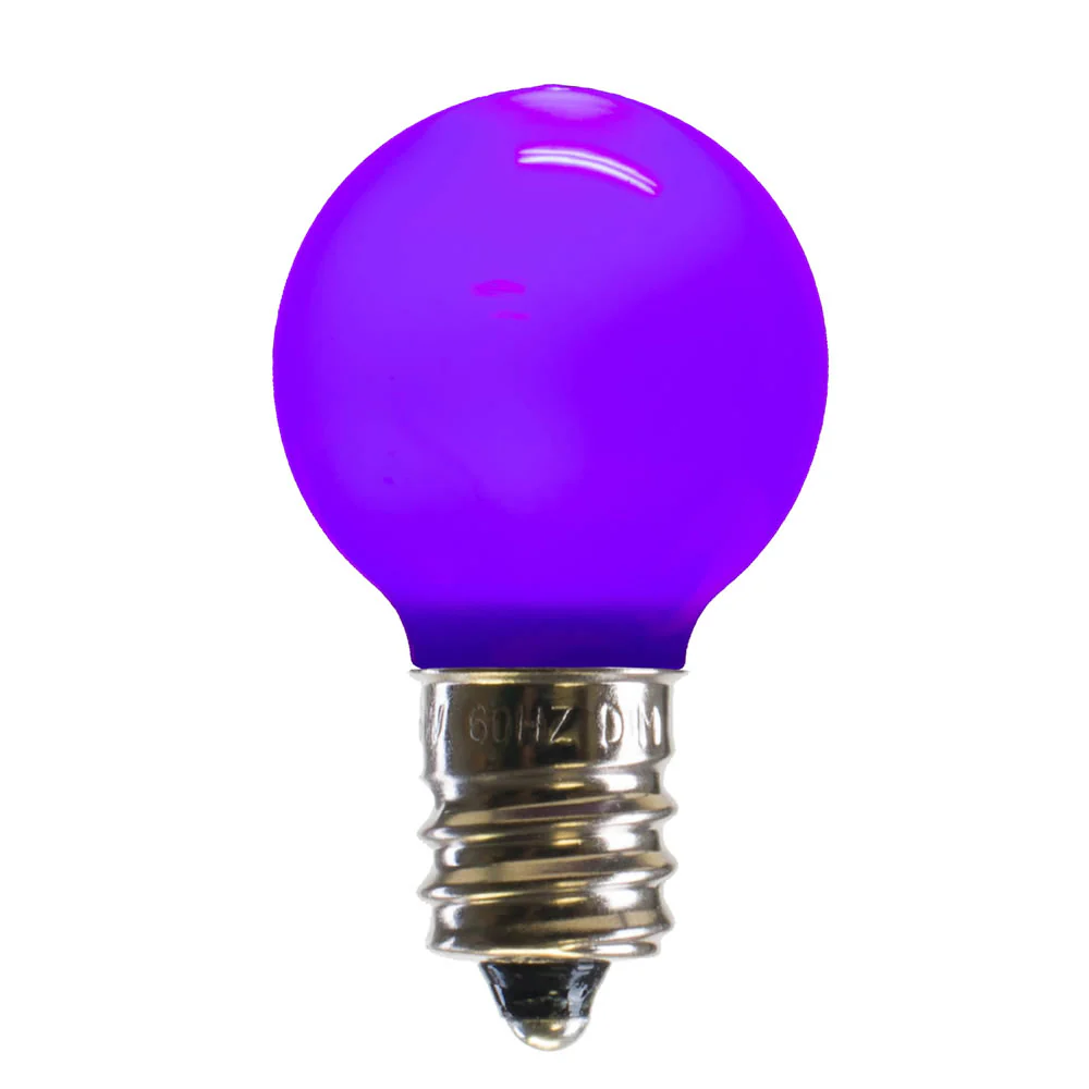 Vickerman G30 Purple Ceramic LED Nickel Base Bulb E12 120V .6 WattsDimmable 25 Bulbs per Pack - Cheap-Us