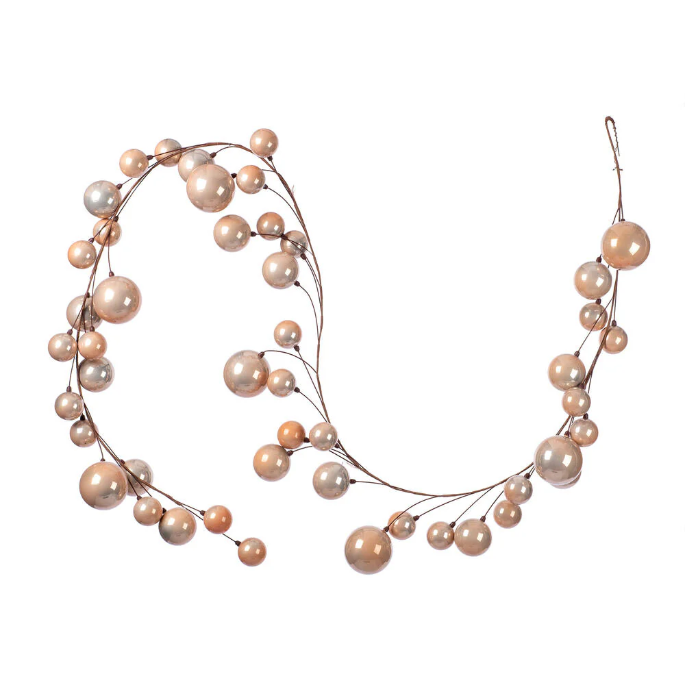 Vickerman 10' Rose Gold Pearl Branch Ball Wire Garland. - Cheap-Us