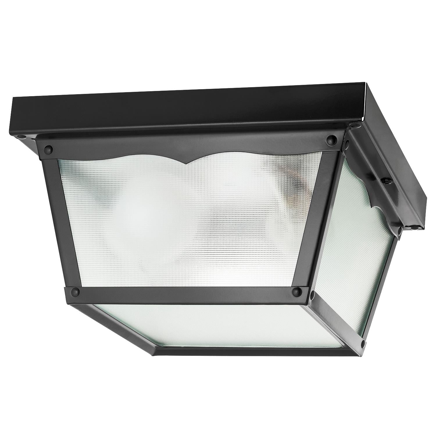 Sunlite Ceiling Mount Porch Light Outdoor Fixture, Black Powder Finish, Frosted Glass - Cheap-Us