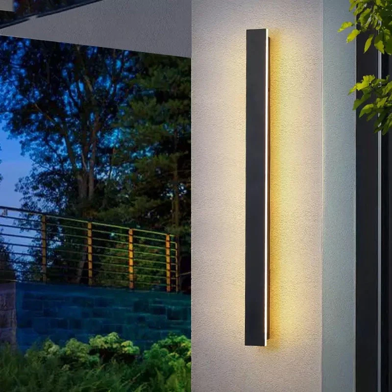 ELVI | Outdoor Long Strip Modern Wall Sconce Light 60cm x 5cm / 23.6