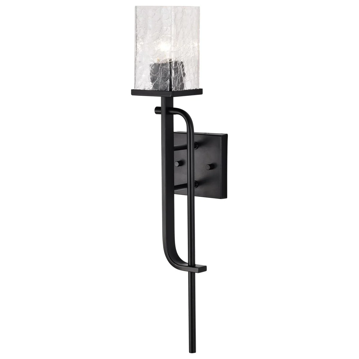 60-7748 TERRACE 1 LIGHT WALL SCONCE Terrace 1 Light Wall Sconce; Matte Black Finish; Crackel Glass - Cheap-Us