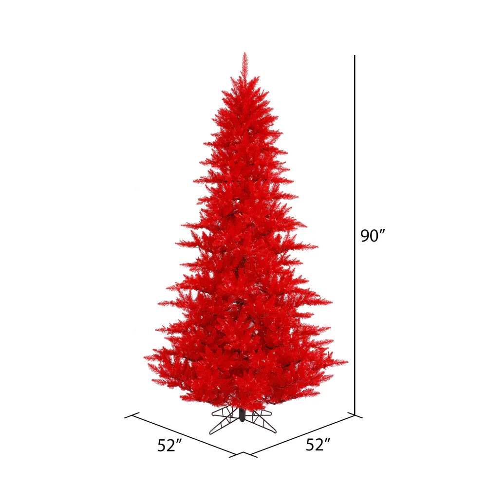 Vickerman 7.5' Red Fir Artificial Christmas Tree Unlit - Cheap-Us