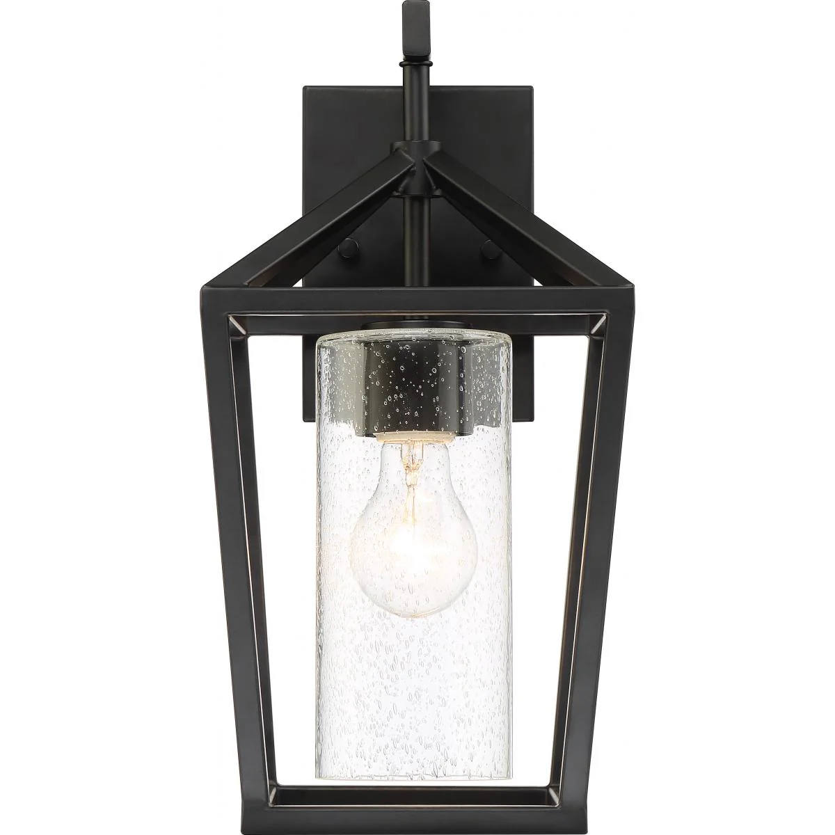 60-6592 HOPEWELL 1 LT MEDIUM LANTERN Hopewell- 1 Light Medium Wall Lantern - with Clear Seeded Glass - Matte Black Finish - Cheap-Us