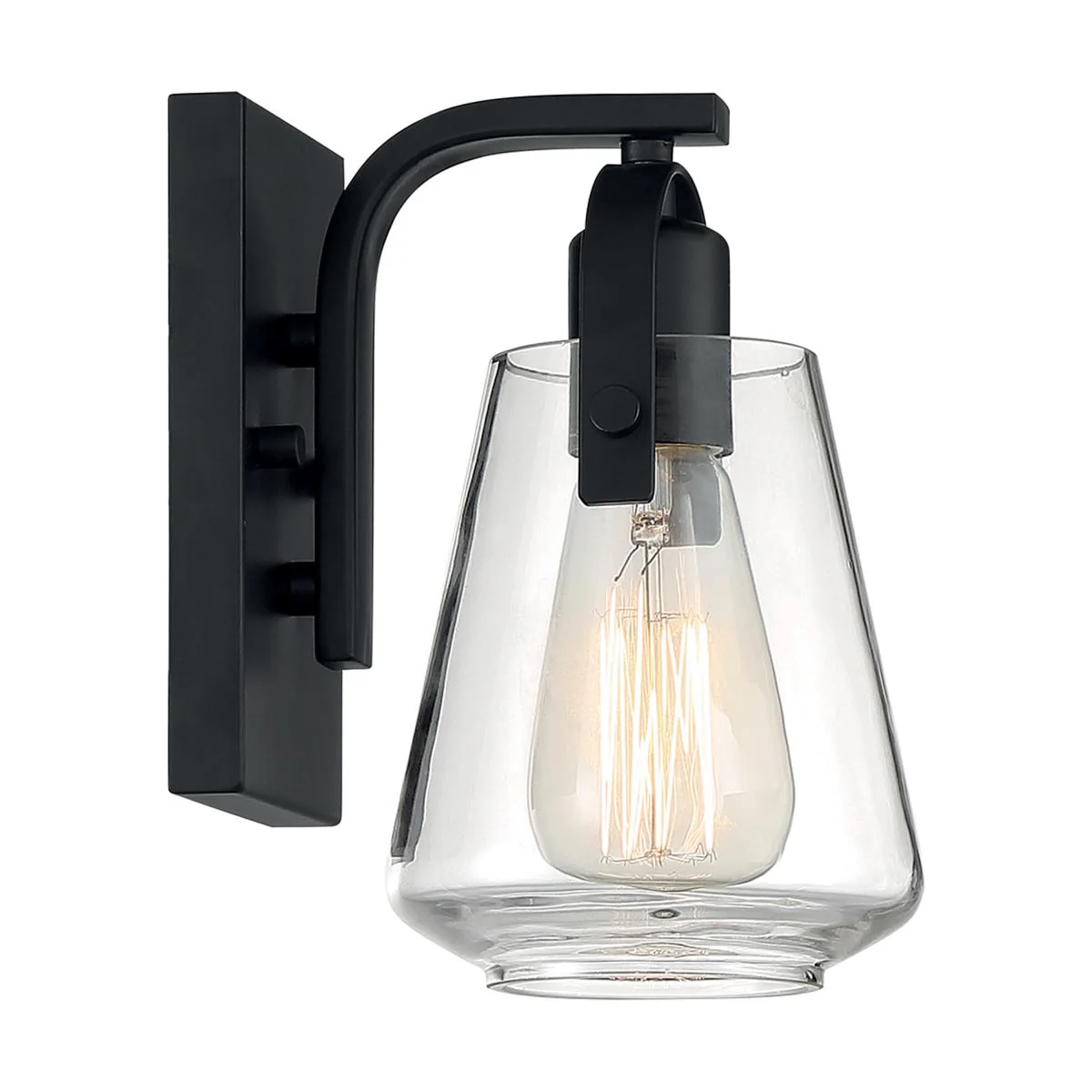 60-7101 SKYBRIDGE 1 LIGHT VANITY Skybridge - 1 Light Vanity with Clear Glass - Matte Black Finish - Cheap-Us