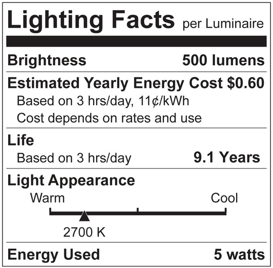 Luxrite LED T6.5 Tubular Light Bulb, E26 Medium Base, 5W, 2700K - Warm White, 80 CRI, Clear Finish, Dimmable (LR21622) - Cheap-Us