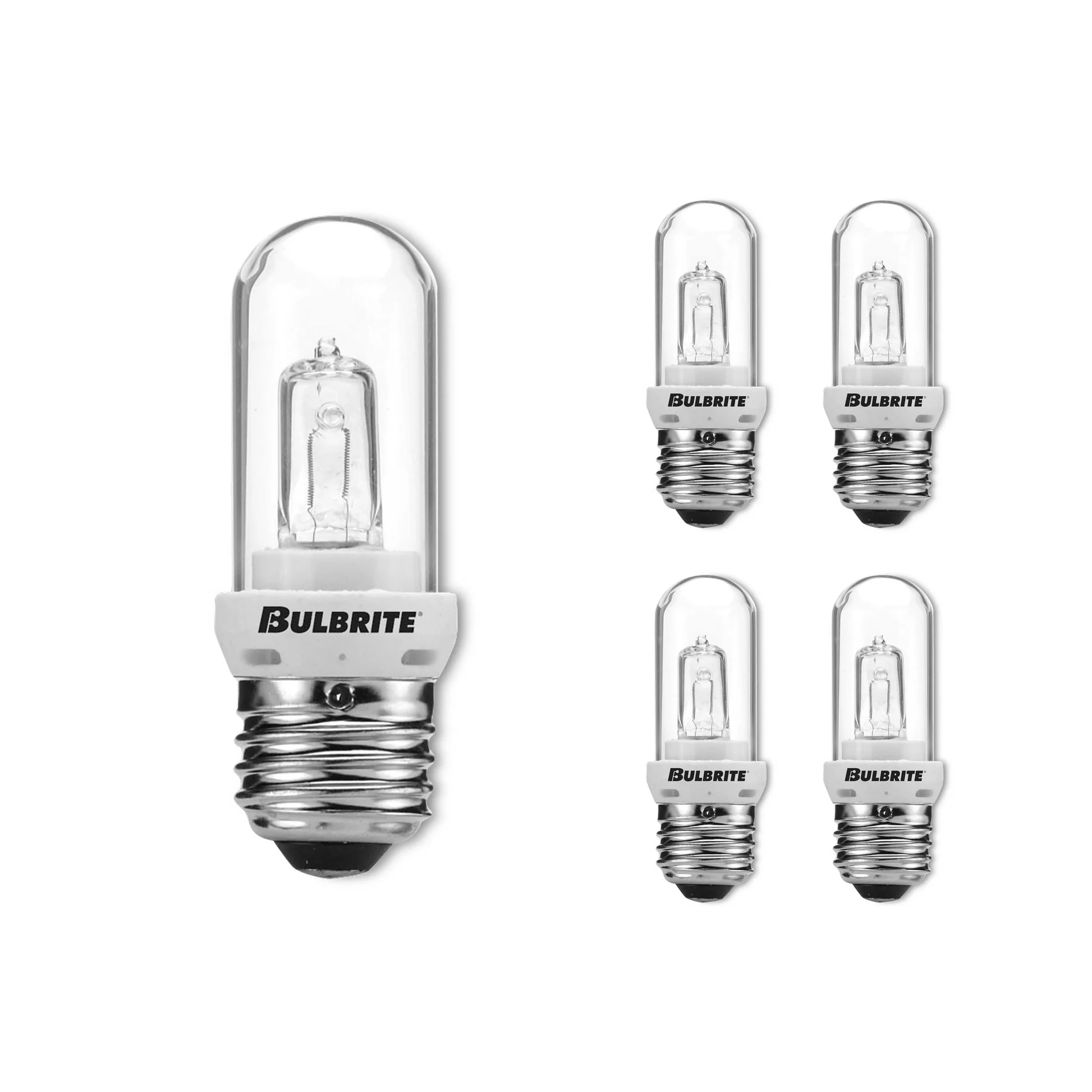 Bulbrite Pack of (5) 100 Watt 120V Dimmable Clear T8 Double Envelope Halogen Mini Light Bulbs with Medium (E26) Base, 2900K Soft White Light - Cheap-Us