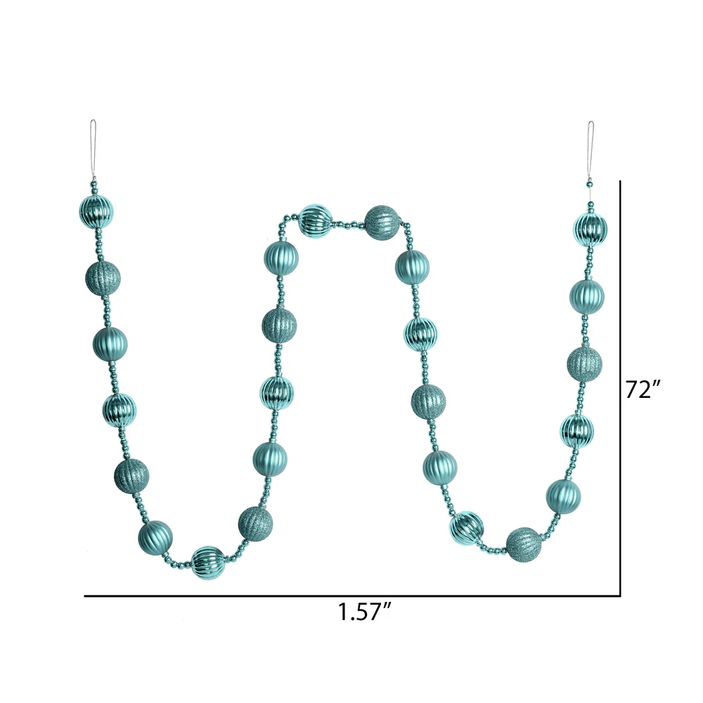 Vickerman 6' Baby Blue Stripe Ball Ornament Christmas Garland - Cheap-Us
