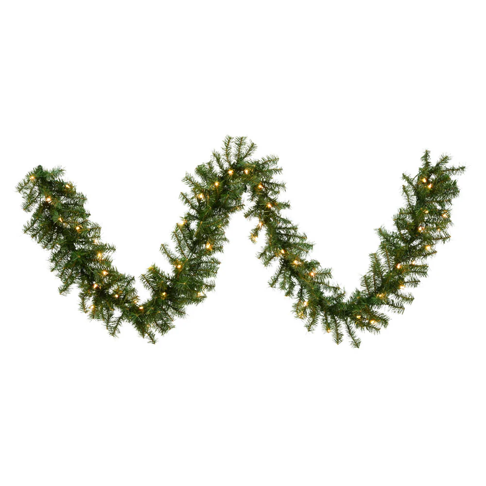 Vickerman 9' Canadian Pine Artificial Christmas Garland Clear Incandescent Mini Lights - Cheap-Us