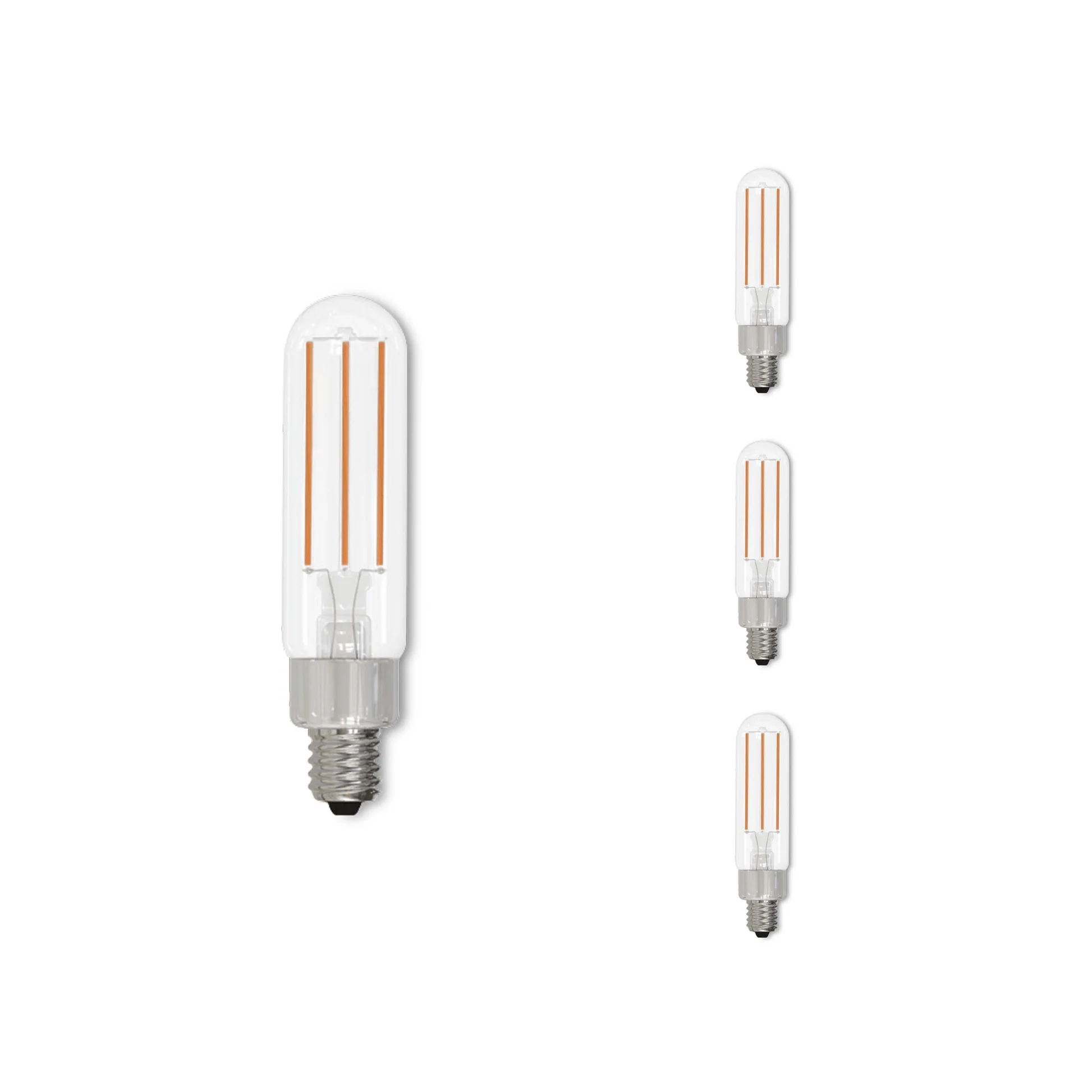 Bulbrite LED Filament Pack of (4) 4.5 Watt Dimmable T6 Light Bulb with Clear Glass Finish and Candelabra (E12) Base - 2700K (Warm White Light), 450 Lumens - Cheap-Us