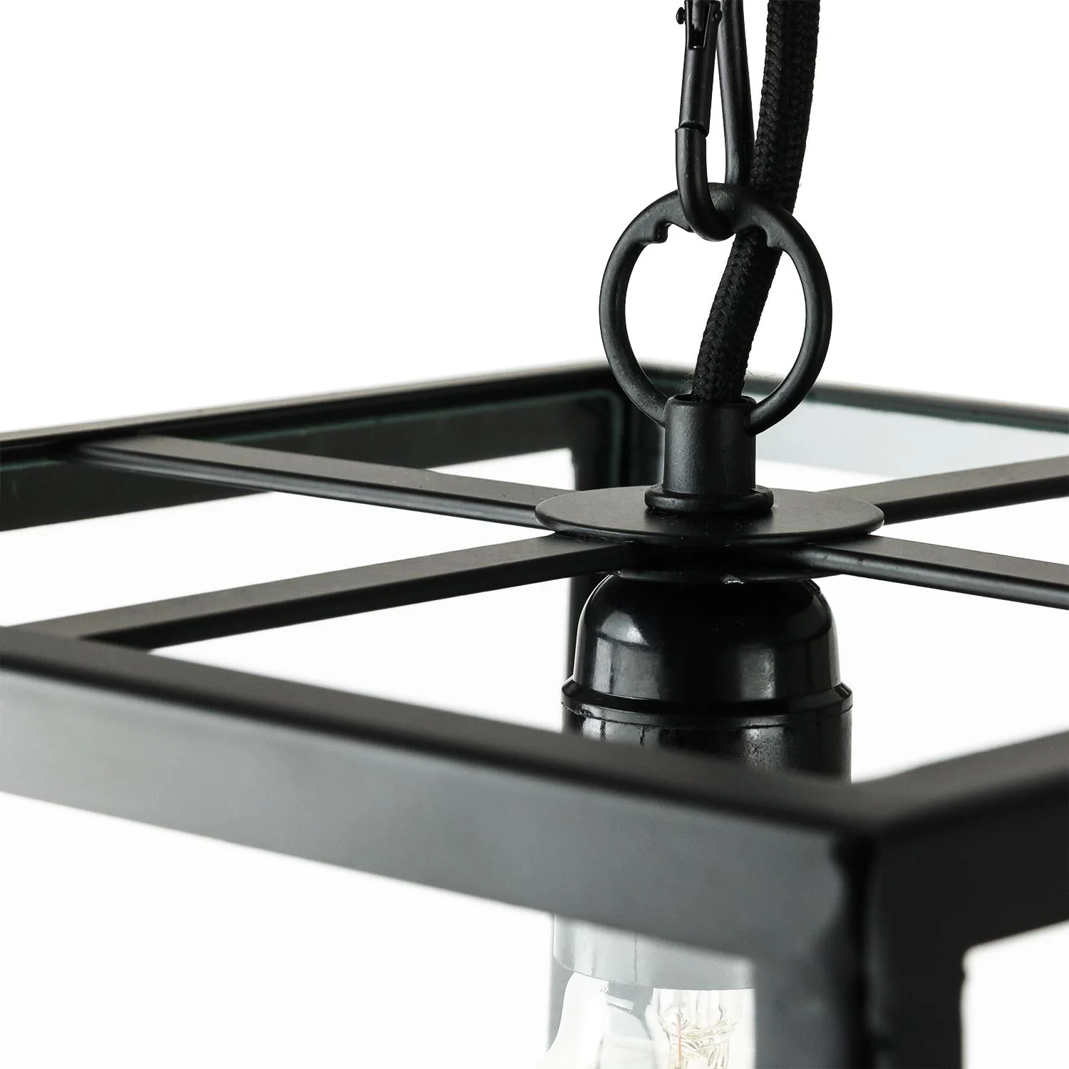 Sunlite Trapezoid Net Cage Pendant Vintage Antique Style Fixture, Matte Black Finish - Cheap-Us