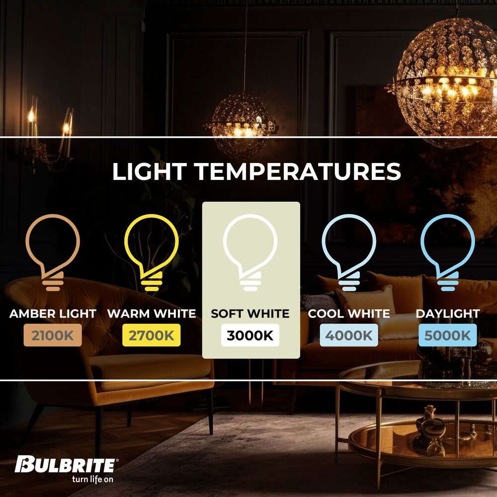 Bulbrite LED Filament Pack of (4) 4 Watt Dimmable Prism Light Bulbs with a Clear Finish and Candelabra (E12) Base - 3000K (Soft White Light), 350 Lumens - Cheap-Us
