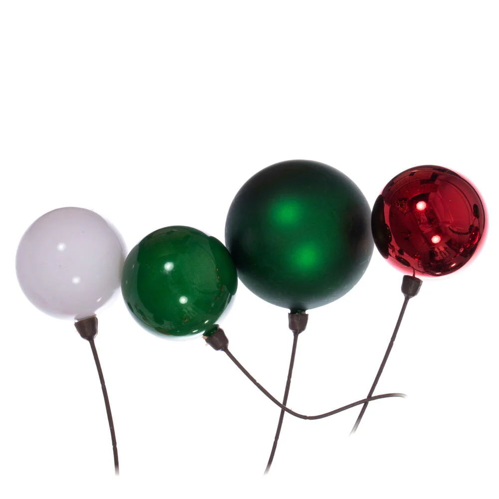 Vickerman 10' White Red And Green Assorted Finish Branch Ball Ornament Garland. - Cheap-Us