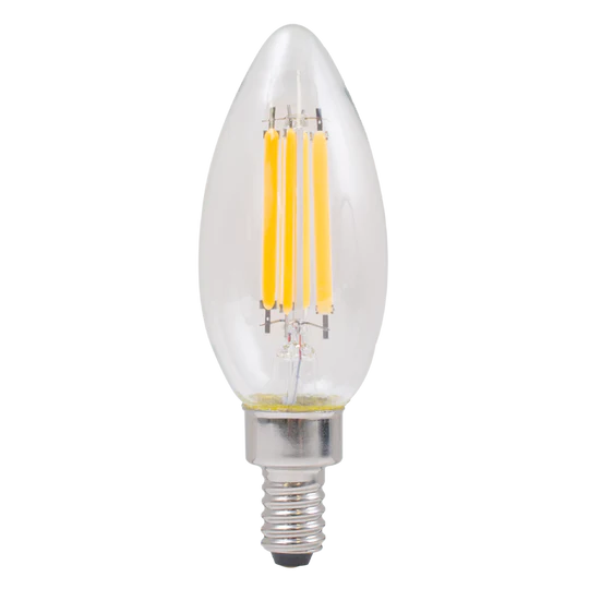 Luxrite LED B11 Torpedo Tip Chandelier Light Bulb, E12 Candelabra Base, 7W, 3500K - Natural, 800 Lumens, 80 CRI, Clear Finish, Dimmable (LR21648) - Cheap-Us
