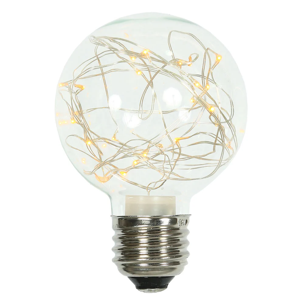 Vickerman 25Lt Yellow Twinkle Glass G95 Fairy Lt Bulb E26 Brass Base 1Watt- 2 Pack - Cheap-Us