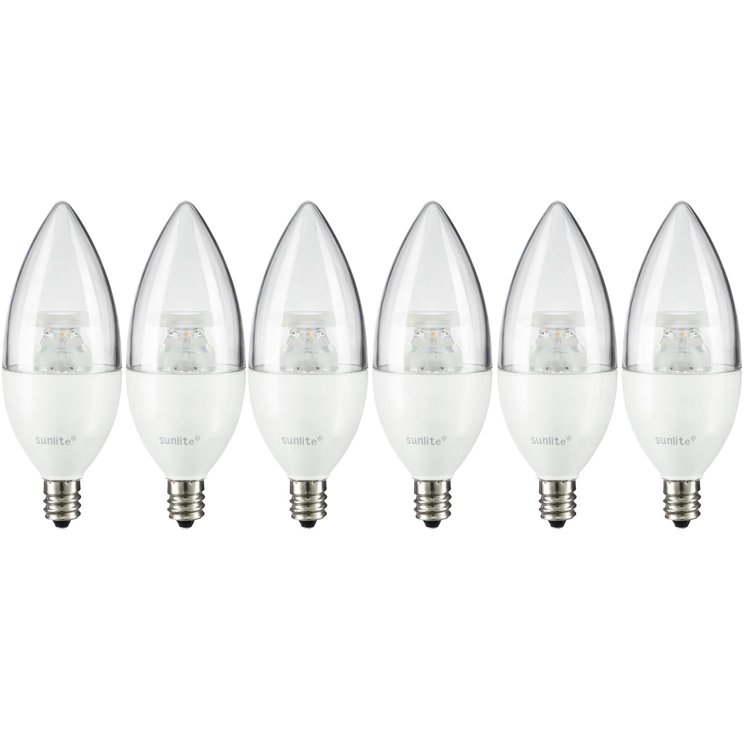 Sunlite CTC/LED/7W/E12/CL/D/ES/27K LED Torpedo Tip Chandelier 7W (60W Equivalent) Light Bulb Candelabra (E12) Base,2700K Soft White - Cheap-Us