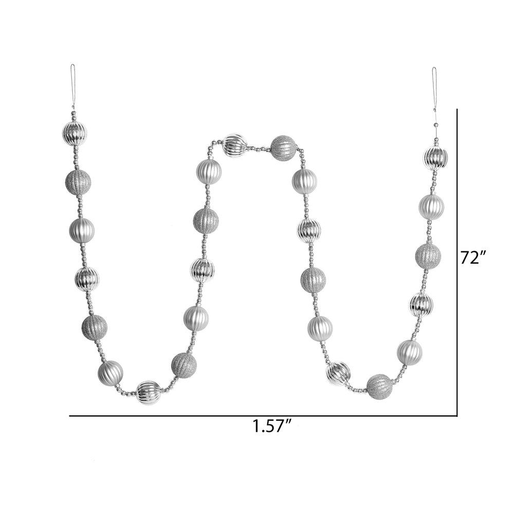 Vickerman 6' Silver Stripe Ball Ornament Christmas Garland - Cheap-Us