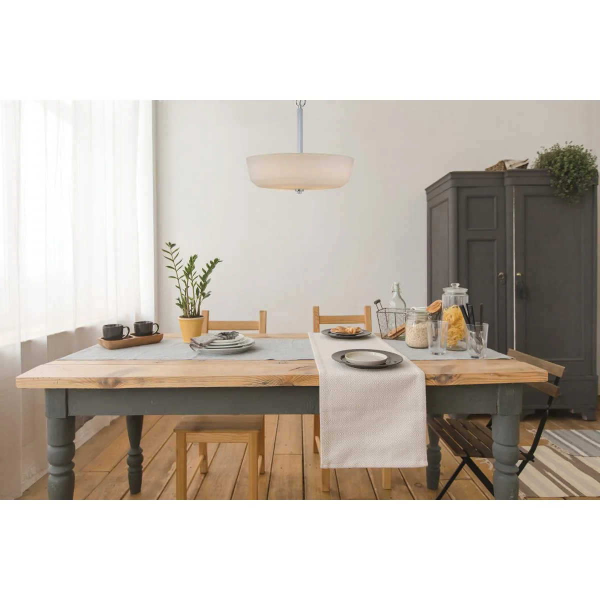 60-5807 WILLOW 4 LT PENDANT Willow - 4 Light Pendant with White Glass - Polished Nickel Finish - Cheap-Us