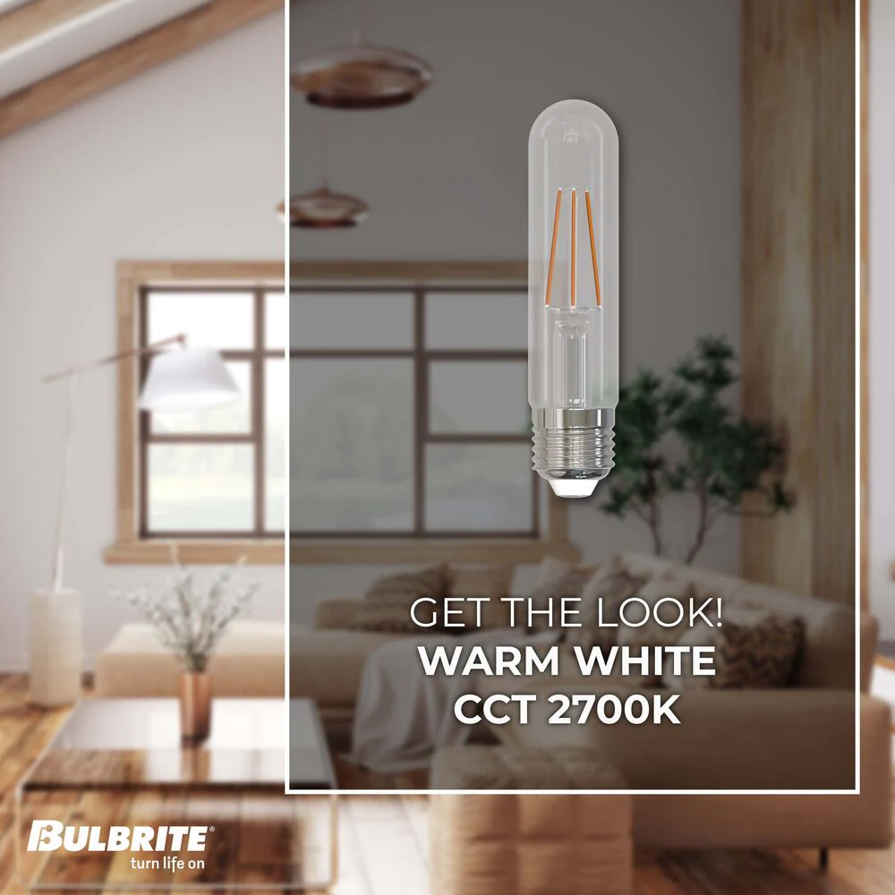 Bulbrite LED T9 Basic Filament Light Bulb, Dimmable E26 Medium Base, Clear Finish, 2700K 5 Watt, 8-Pack - Cheap-Us